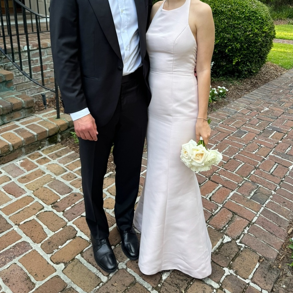 Pink halter bridesmaid dress